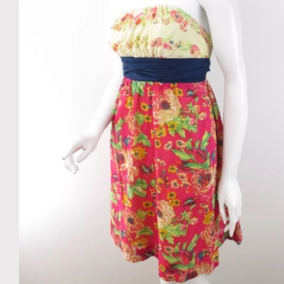 Anthropologie Maeve Floral Strapless Dress
